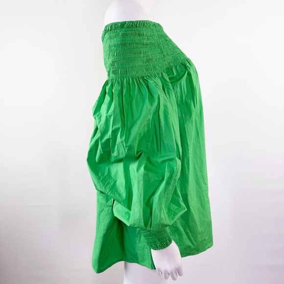 COS Kelly Green Off The Shoulder Mini Shirt Dress Size XS Long Sleeve Spring